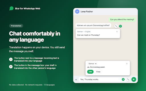 Blur for WhatsApp Web: Privacy & Hide Chats :: Privacy for WhatsApp Web: blur and hide chats, names, photos and messages from onlookers and screen sharing. Hover to reveal.