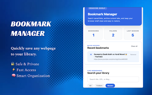 Bookmark Manager :: Manage bookmarks and tab sessions locally with search, quick save, and cleanup tools.
