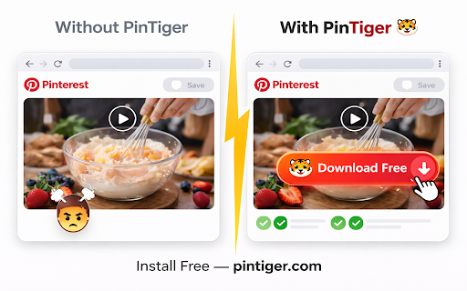 Pinterest Video Downloader — PinTiger :: Download Pinterest videos free in HD with 1 click. Button appears directly on video pins. No watermark, no login, no limits.