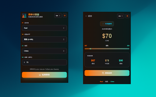 Freelance Rate Calculator :: Calculate your freelance developer hourly rate in 10 seconds based on tech stack, experience, and location.