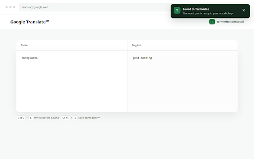 TermoClip :: Translate selected text anywhere and save useful word pairs to Termorize.