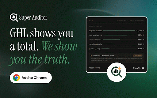 Super Auditor :: P&L Intelligence for GoHighLevel agencies. See what every sub-account earns, costs, and keeps.
