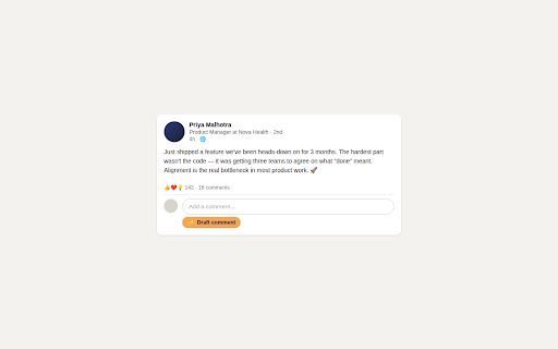 QuickReply AI — Comment Assistant for LinkedIn :: Generate thoughtful LinkedIn comments instantly with AI. Pick a tone, length, and style — QuickReply drafts it for you.