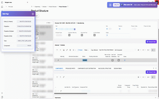 IFS Cloud Wise Panel :: Inspect IFS Cloud pages, view metadata and SQL, analyze list data, and export grouped results to Excel.