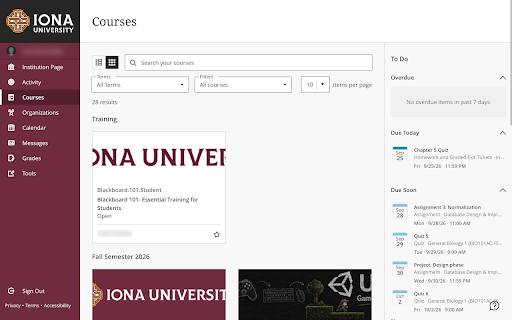Blackboard Dark Mode - DarkBoard :: Dark mode for Blackboard Ultra at Iona University. No setup, no white flash, just a readable LMS at 2am.