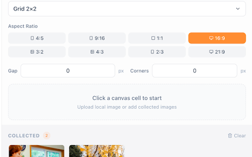 GridSnap - Photo Collage Maker :: Create stunning photo collages with a minimalist grid-based layout engine. Collect images from any webpage and export in HD.