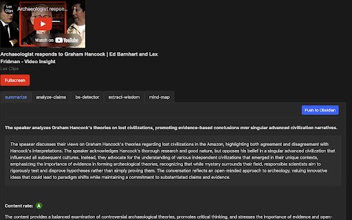 HumanAmplify: AI-powered YouTube analysis :: Summarize, analyze, and understand YouTube videos with AI. Detect BS, extract business ideas, and more.