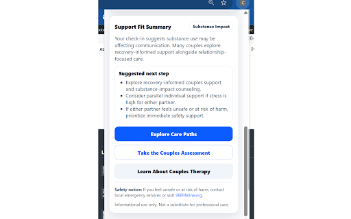 Couples Mental Health Check-In | CouplesRehab :: Private couples relationship check-in tool with local-only use. Informational guidance only. CouplesRehab.com.