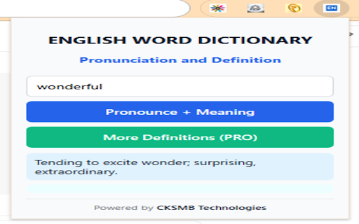 English Word Dictionary – cksmb technologies :: Learn English word pronunciation and definition with daily free limit and premium access.