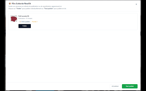 Resellit for Vinted :: Extension officielle Resellit pour Vinted. Synchronisez vos comptes, publiez et republiez vos annonces automatiquement.