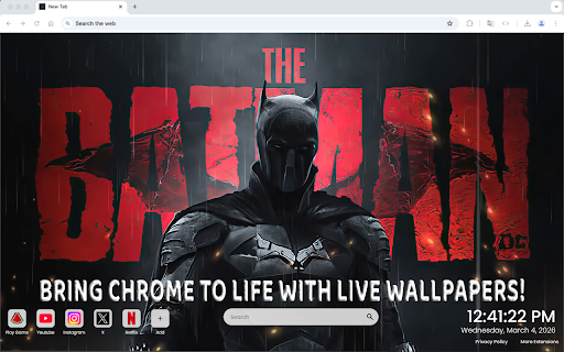 Batman Arkham Knight Live Wallpaper :: Enter Gotham with Batman Arkham Knight in this dark and cinematic live wallpaper for your Chrome new tab.