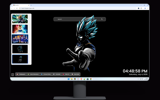 Vegeta - Dragon Ball Z Wallpaper :: Custom browser new tab featuring Vegeta from Dragon Ball Z with striking split red and blue auras.
