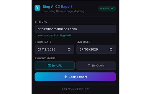 Bing AI Search Performance Data Extractor :: Bulk export grounding query ↔ page mappings from Bing Webmaster Tools AI Performance report
