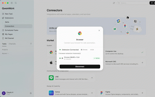 QwenWork :: Connect your Chrome browser to QwenWork for AI-driven browser automation