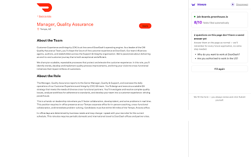 Wonzo Autofill :: Autofill job applications on any career site using your saved Wonzo profile — you review and submit.