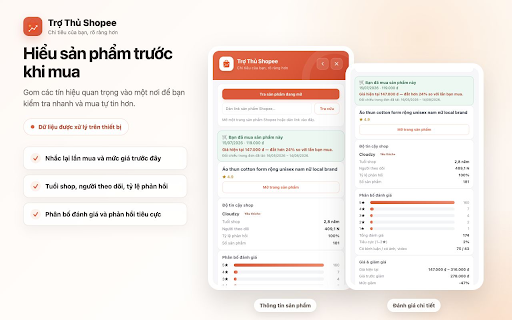 Trợ Thủ Shopee — Thống kê & Tra cứu :: Thống kê chi tiêu Shopee, tra cứu độ tin cậy shop và so sánh sản phẩm — xử lý ngay trên thiết bị của bạn.