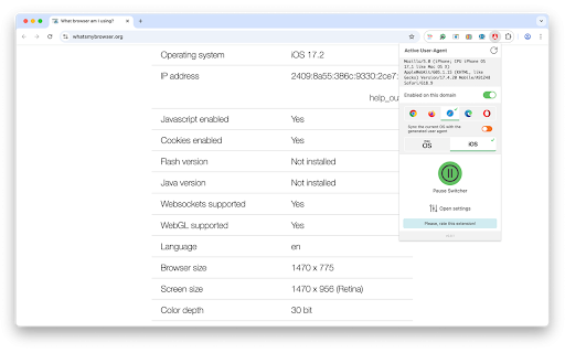 Fast User-Agent Switcher :: Automatically spoof your browser’s User-Agent with random, timed switches to protect privacy and bypass tracking effortlessly.