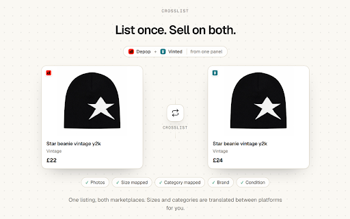SaleLinx - Depop & Vinted Crosslister :: Crosslist Depop to Vinted in seconds. Bulk relist, refresh, price drops, offers and shipping labels in one panel.