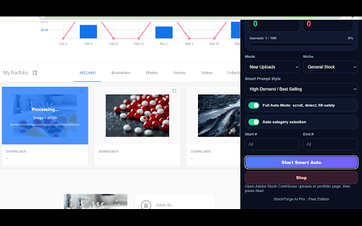 StockForge AI :: AI metadata assistant for Adobe Stock contributors with batch processing, API key rotation, and workflow controls.