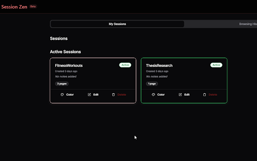 Session Zen :: Organize your browsing history into meaningful sessions
