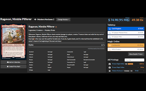 MtgGoldfishToCad :: Display MtgGoldFish prices as (CAD$) Canadian Dollars.