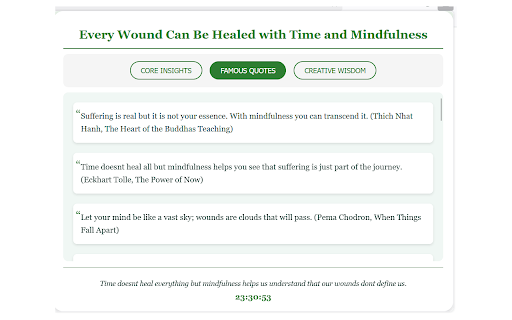 Every Wound Can Be Healed :: A collection of 100 quotes on healing through time and mindfulness, inspired by Buddhist teachings and renowned authors.