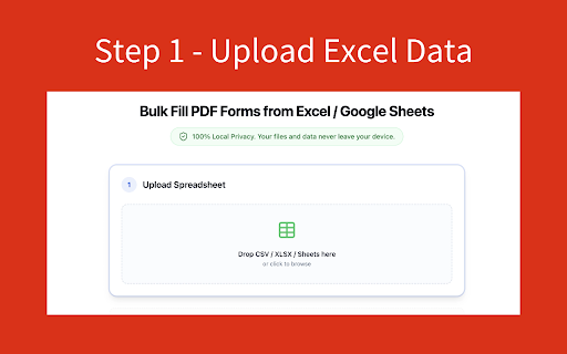Fill PDF from Google Sheets, Excel & CSV :: Bulk fill PDF forms from Google Sheets, Excel, or CSV. Map columns to PDF fields and export filled PDFs locally.
