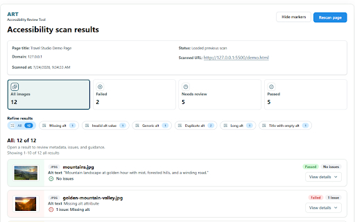 ART - Accessibility Review Tool :: Review images, alt text, and related accessibility signals directly in Chrome.