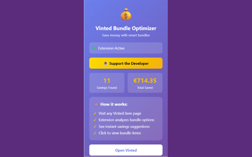 Vinted Bundle Optimizer :: Automatically calculates if buying a bundle on Vinted saves you money compared to buying a single item.