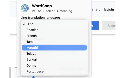 WordSnap — Subtitle Word Lookup :: Pause any video, select a subtitle word or line, and get instant definitions or translations.