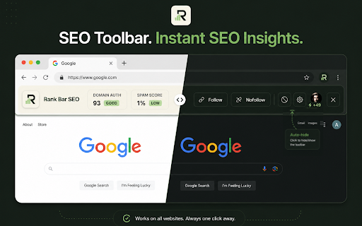 Rank Bar SEO – Free Domain Authority & Spam Score Checker :: Fast, modern SEO toolbar with Bulk check Free Domain Authority, Spam Score, and PageRank checker. Dofollow/nofollow link highlighter