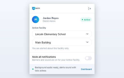 K12S Emergency Alerts :: Plays a loud alert sound and shows a notification when your school activates an emergency protocol, even if the K12S tab is closed.