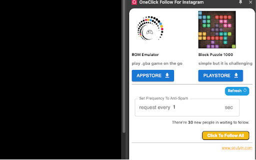 OneClick Follow For Instagram :: OneClick Follow For Instagram will help you auto follow the people on the instagram web explore page by 1 click.