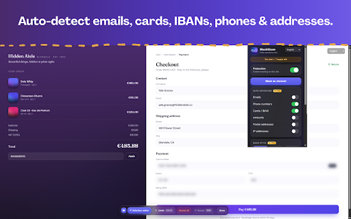 MaskShare — Blur & Hide Sensitive Data :: Blur or hide sensitive data on any page before sharing your screen. 100% local — nothing leaves your browser.