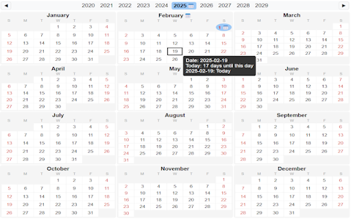 Countdown Calendar :: Year calendar with the ability to mark dates to countdown to/from, and set a primary countdown for the icon badge.