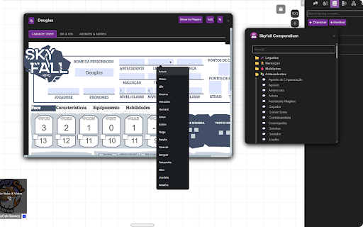 Roll20: Skyfall RPG Compendium :: Adds compendium integration for the Skyfall RPG system into Roll20.
