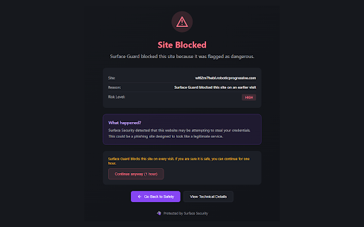 Surface Guard - Phishing and Scam Protection :: Warns you about phishing, scam, and scareware websites before they can do harm.
