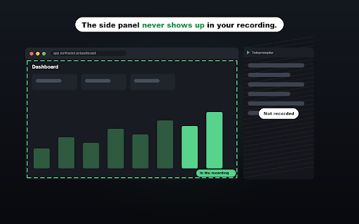 Teleprompter for Loom :: Teleprompter in your side panel. Read your script while recording in Loom. Stays out of your tab & camera recording. Free.