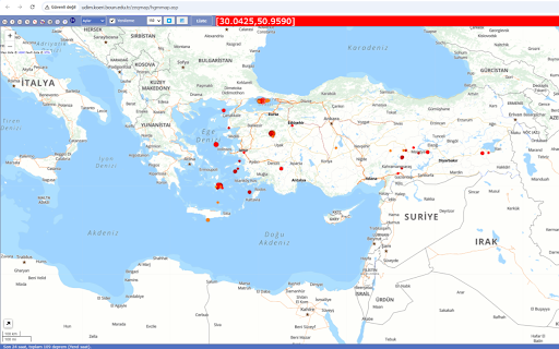 Deprem İlerleme Animasyonu :: Kandilli Rasathanesinin depremleri tarih saat bazında sıralar ve animasyon olarak gösterir.