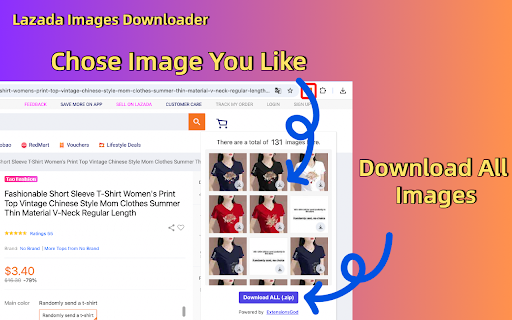 Lazada Product Images Downloader :: Download all images from any Lazada listing with a single click. No coding needed, fast download.
