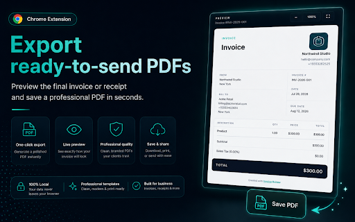 Invoice Builder :: Create professional invoices and receipts in your browser, calculate taxes and totals, and save them as PDF.