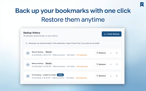 TrueBookmark - Bookmark Manager & Backup :: Back up your bookmarks locally, find them instantly, and clean up duplicates. Everything stays on your device.