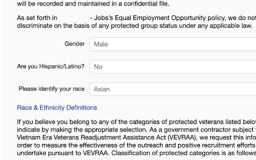 EEOC Form Filler :: Automatically fill out the U.S. Equal Employment Opportunity Commission form.