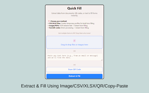 Filldin - Smart Form Filling Solution :: Intelligent form filling with OCR text extraction, CSV/XLSX processing, and secure profile management.