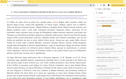 Latinae — Latin reader :: Click any Latin word for instant dictionary lookup, automatic parsing, and inline macron annotations.