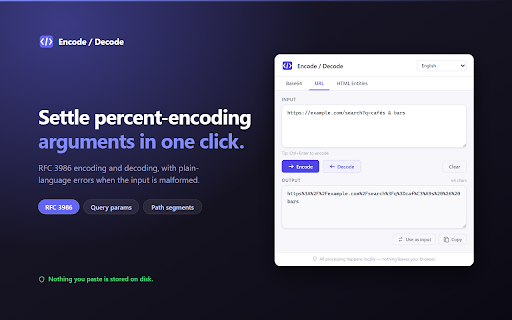 Encode / Decode :: Base64, URL, and HTML entity encoding and decoding utilities.