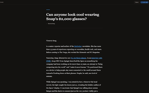 Focus Mode :: Distraction-free reading mode for any article. Track reading time, progress, and history. Save for later.