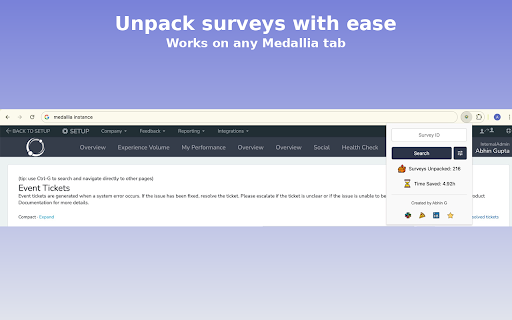 Unpackly :: Overview
Unpackly is a Chrome extension designed specifically for users of the Medallia Experience Cloud (MEC). Each customer…