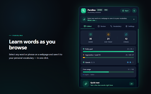 Parolina :: Learn words as you browse.