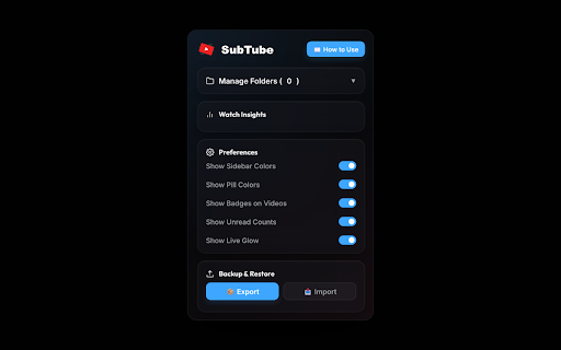 SubTube - YouTube Subscriptions Manager :: Organize YouTube subscriptions with folders, feed filters, bulk unsubscribe, and inactive dead channel cleanup.